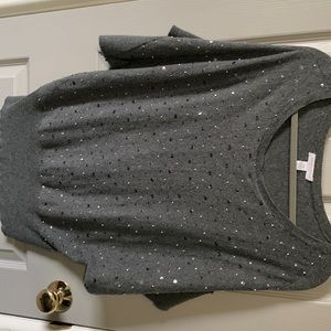 Charter club womens gray shirt with sparkles